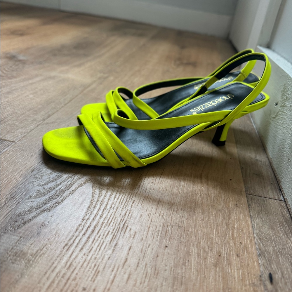Women's Neon Yellow Strappy Heels